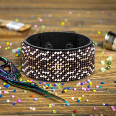FLBB-155 Wonderland Crafts Набір для вишивки бісером на екошкірі - Браслет, 3х22 см, чорний