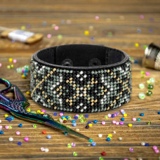 FLBB-158 Wonderland Crafts Набір для вишивки бісером на екошкірі - Браслет, 3х22 см, чорний
