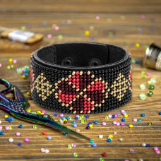 FLBB-162 Wonderland Crafts Набір для вишивки бісером на екошкірі - Браслет, 3х22 см, чорний