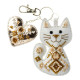 FLBB-180 Wonderland Crafts Набір для вишивки бісером на екошкірі - Шарм для сумки Кошеня з серцем ~6,25x7 см