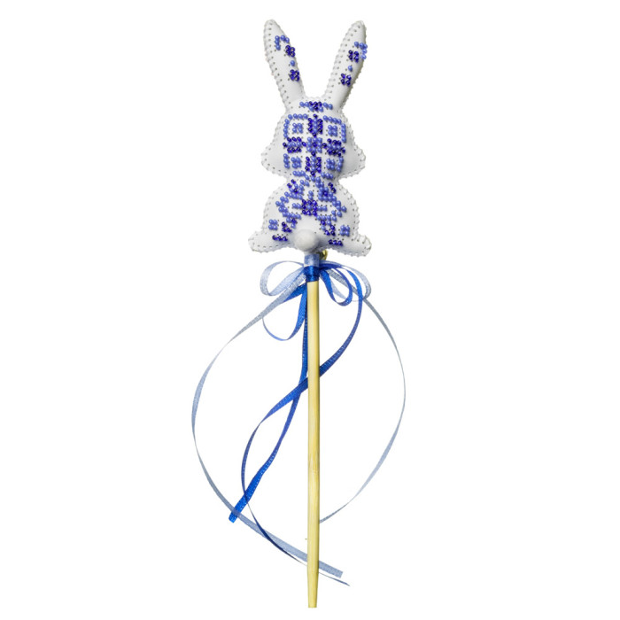 FLBB-188 Wonderland Crafts Набір для вишивки бісером на штучній шкірі - Топпер Зайчик синій, 5,5x24,5 см