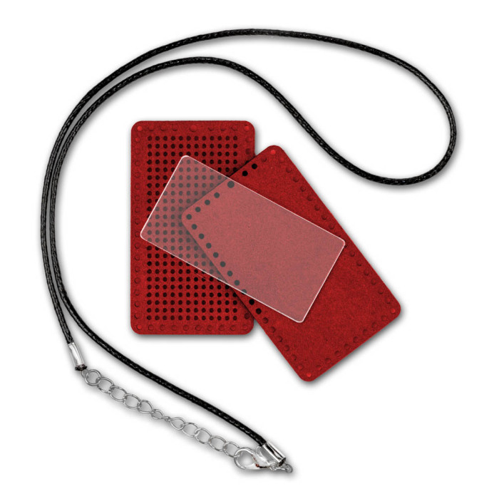 FLBE(BB)-059 Wonderland Crafts Заготовка для вишивки - Кулон 3х5,5 см (червоний, штучна шкіра)