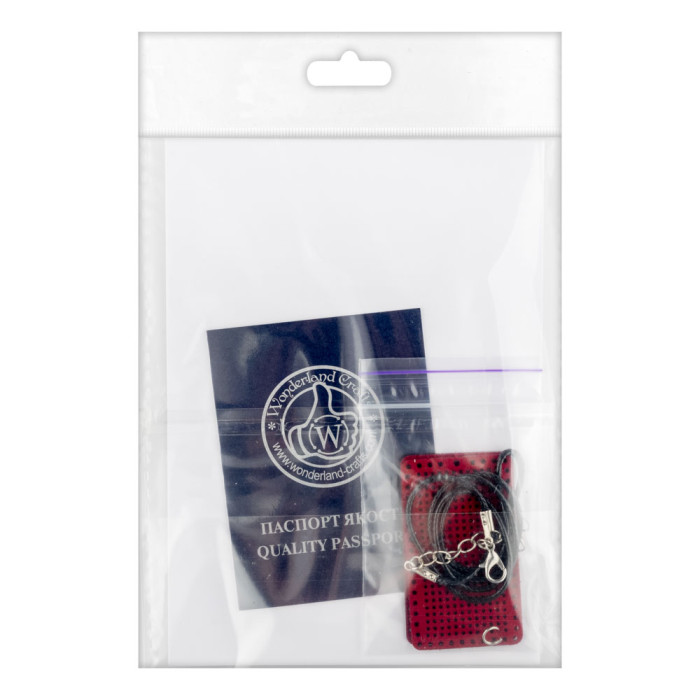 FLBE(BB)-059 Wonderland Crafts Заготовка для вишивки - Кулон 3х5,5 см (червоний, штучна шкіра)