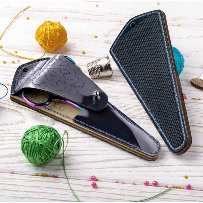 FLBE(BB)-081 Wonderland Crafts Заготовка для вишивки - Чохол для ножиць 6,5x15,5 см (синій, штучна шкіра)