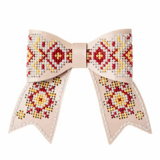 FLHL-103 Wonderland Crafts Набір для вишивки нитками на штучній шкірі Заколка для волосся – Рання роса 8x10 см, рожевий