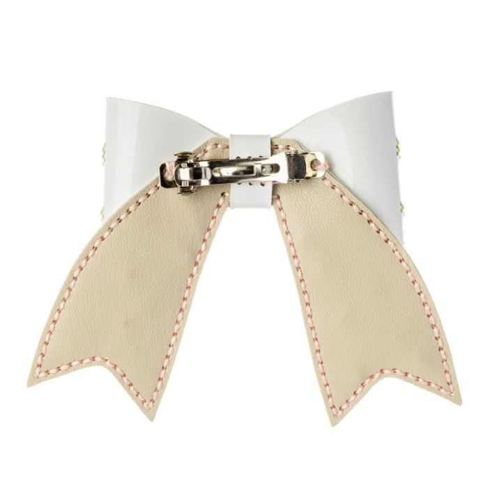 FLHL-105 Wonderland Crafts Набір для вишивки нитками на штучній шкірі Заколка для волосся – Троянда 8x10 см, білий