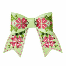 FLHL-107 Wonderland Crafts Набір для вишивки нитками на штучній шкірі Заколка для волосся – Літні квіти 8x10 см, зелений