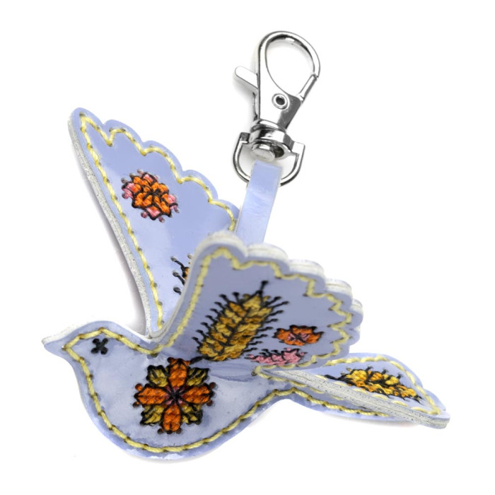 FLHL-110 Wonderland Crafts Набір для вишивки нитками на штучній шкірі - Шарм для сумки – Пташка. Золотий колос, 8x7,5x2,5 см