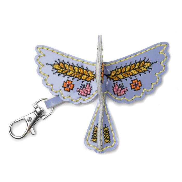 FLHL-110 Wonderland Crafts Набір для вишивки нитками на штучній шкірі - Шарм для сумки – Пташка. Золотий колос, 8x7,5x2,5 см