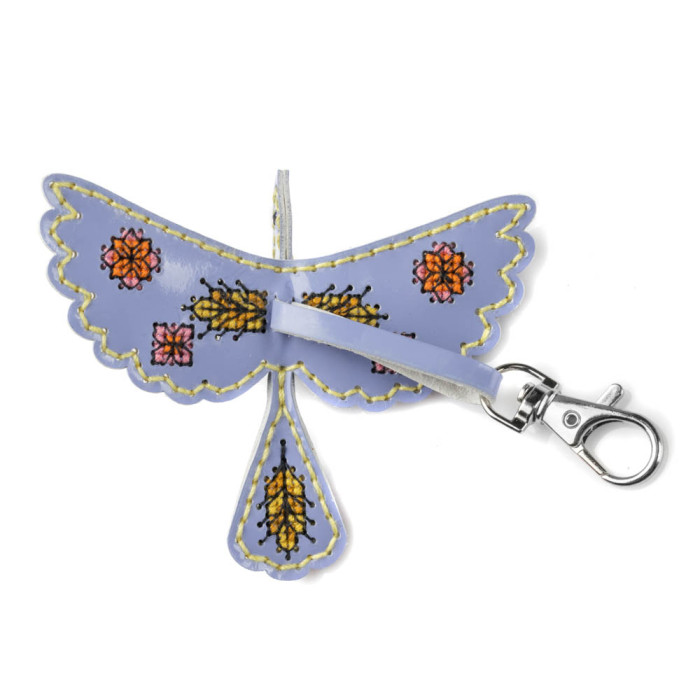 FLHL-110 Wonderland Crafts Набір для вишивки нитками на штучній шкірі - Шарм для сумки – Пташка. Золотий колос, 8x7,5x2,5 см