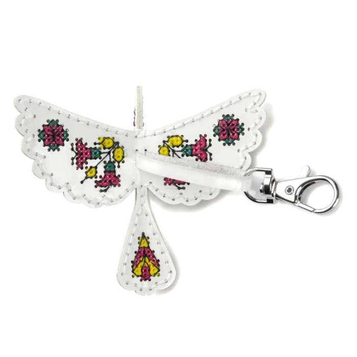 FLHL-112 Wonderland Crafts Набір для вишивки нитками на штучній шкірі - Шарм для сумки – Пташка. Квітучий ранок, 8x7,5x2,5 см