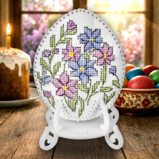 FLHL-121 Wonderland Crafts Набір для вишивки друкованим хрестиком на штучній шкірі - Яйце з квітковим візерунком, 7,5x9,5x2 см