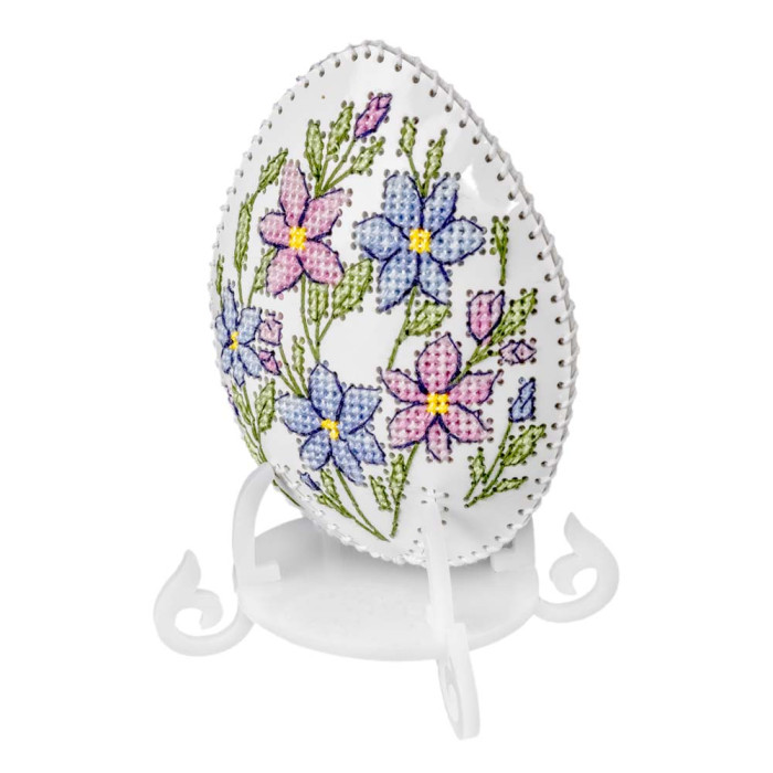 FLHL-121 Wonderland Crafts Набір для вишивки друкованим хрестиком на штучній шкірі - Яйце з квітковим візерунком, 7,5x9,5x2 см