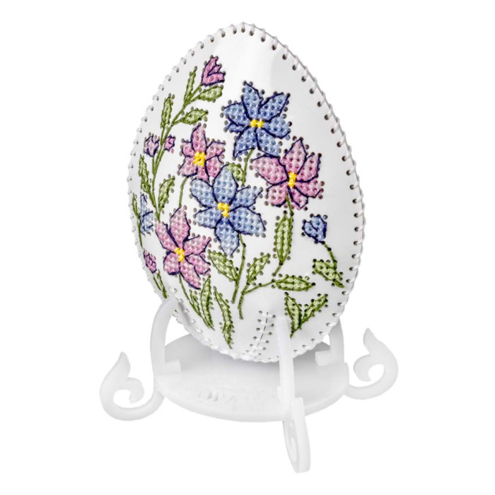 FLHL-121 Wonderland Crafts Набір для вишивки друкованим хрестиком на штучній шкірі - Яйце з квітковим візерунком, 7,5x9,5x2 см