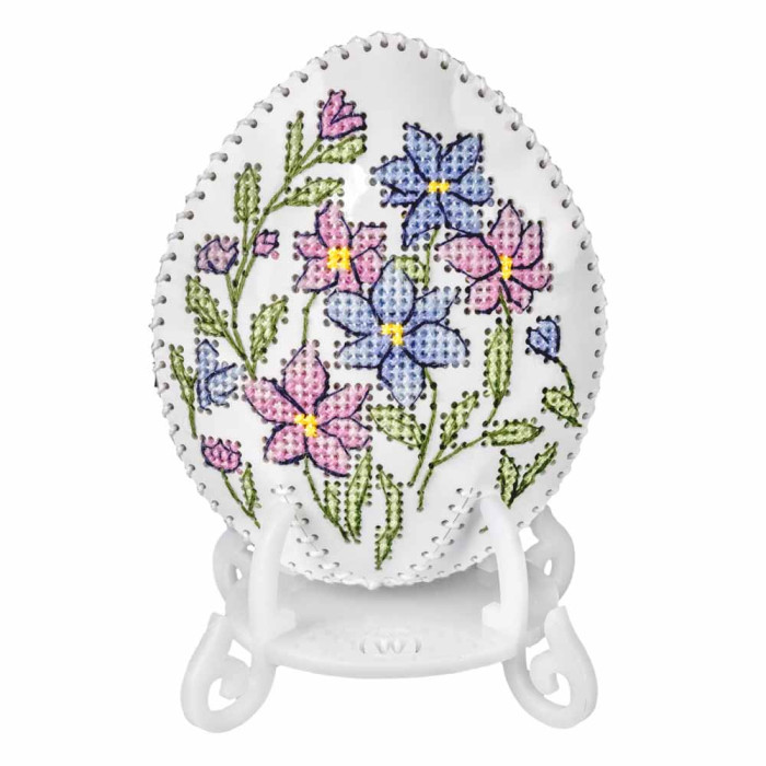 FLHL-121 Wonderland Crafts Набір для вишивки друкованим хрестиком на штучній шкірі - Яйце з квітковим візерунком, 7,5x9,5x2 см