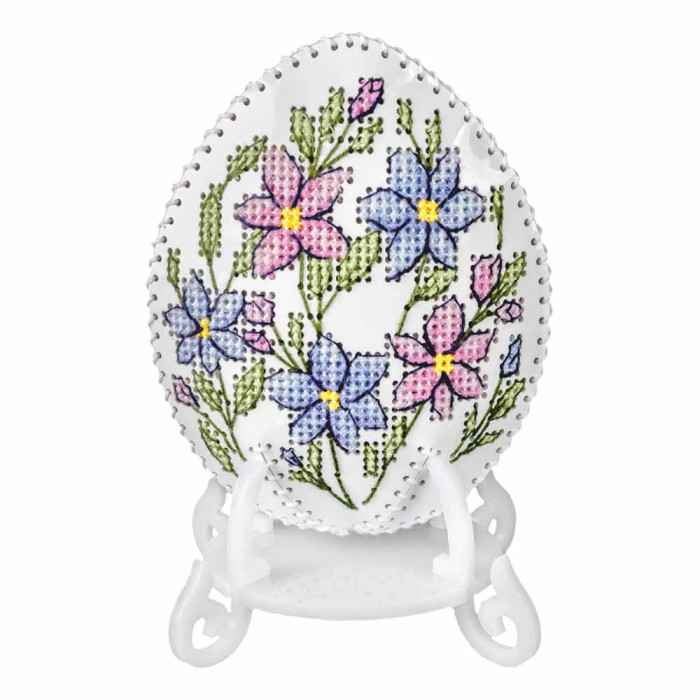 FLHL-121 Wonderland Crafts Набір для вишивки друкованим хрестиком на штучній шкірі - Яйце з квітковим візерунком, 7,5x9,5x2 см