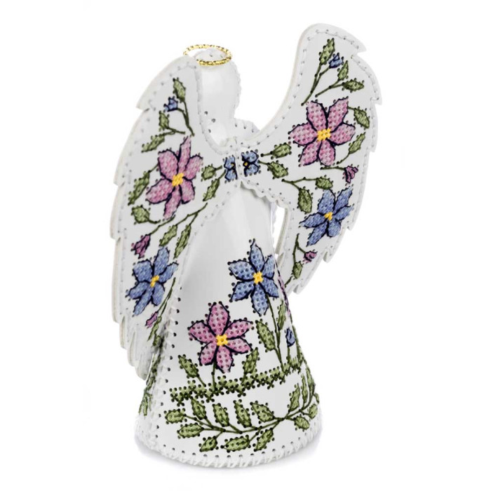 FLHL-122 Wonderland Crafts Набір для вишивки друкованим хрестиком на штучній шкірі - Ангел з квітковим візерунком, 11,5x13x6,5 см