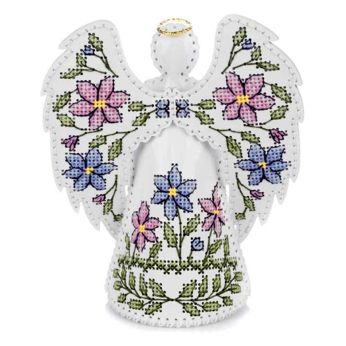 FLHL-122 Wonderland Crafts Набір для вишивки друкованим хрестиком на штучній шкірі - Ангел з квітковим візерунком, 11,5x13x6,5 см