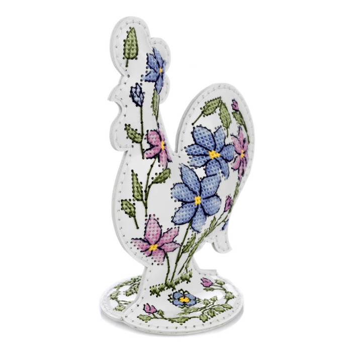 FLHL-123 Wonderland Crafts Набір для вишивки друкованим хрестиком на штучній шкірі - Півник з квітковим візерунком, 9,5x13x6 см