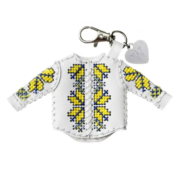 FLHL-128 Wonderland Crafts Набір для вишивки нитками на штучній шкірі - Шарм для сумки – Вишиванка. Сонячна, 6x10,5 см