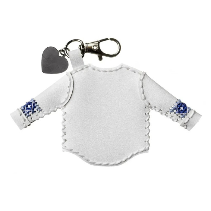 FLHL-130 Wonderland Crafts Набір для вишивки нитками на штучній шкірі - Шарм для сумки – Вишиванка. Блакитна гармонія, 6x10,5 см