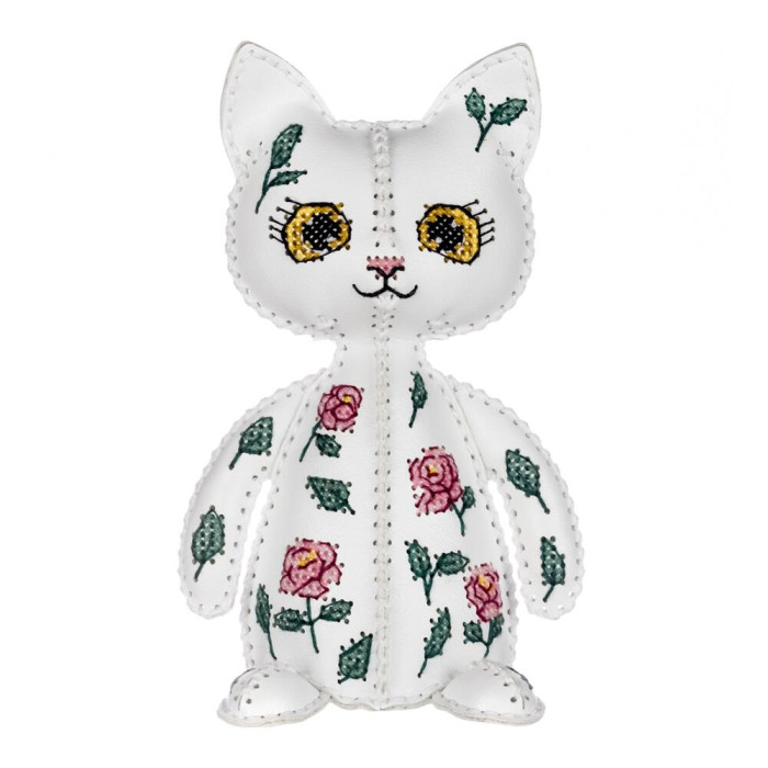 FLHL-205 Wonderland Crafts Набір для вишивки нитками на штучній шкірі - Киця – Трояндова ніжність, 7,5x7x12,5