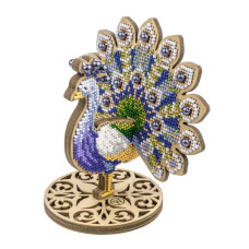 FLK-604 Wonderland Crafts Набір для вишивки бісером по дереву - Нарядний павич, 12,5x11 см