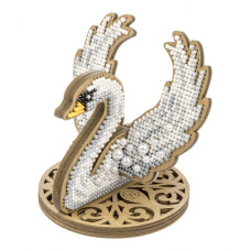 FLK-605 Wonderland Crafts Набір для вишивки бісером по дереву - Білий лебідь, 9x7,5 см