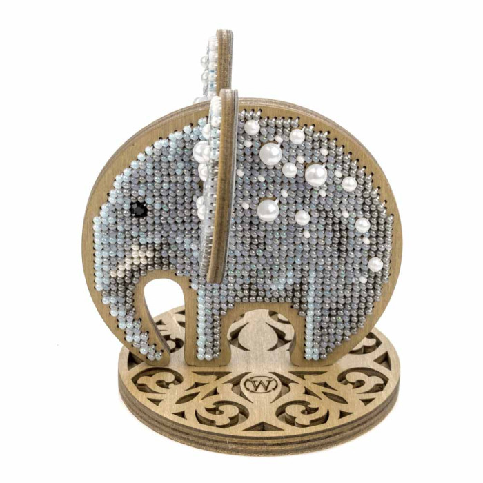 FLK-606 Wonderland Crafts Набір для вишивки бісером по дереву - Милий слоник, 8,5x8,5 см