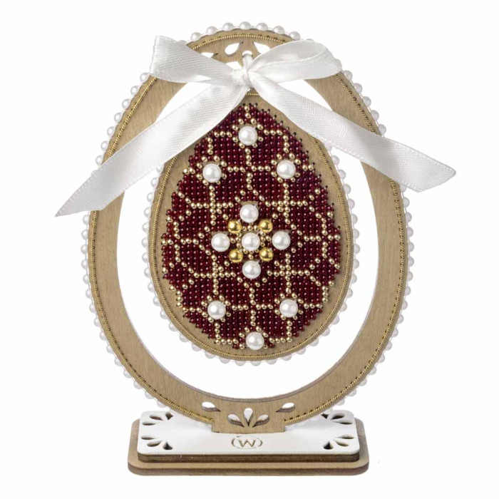 FLK-609 Wonderland Crafts Набір для вишивки бісером по дереву - Писанка. Рубіновий орнамент, 10,5x15 см