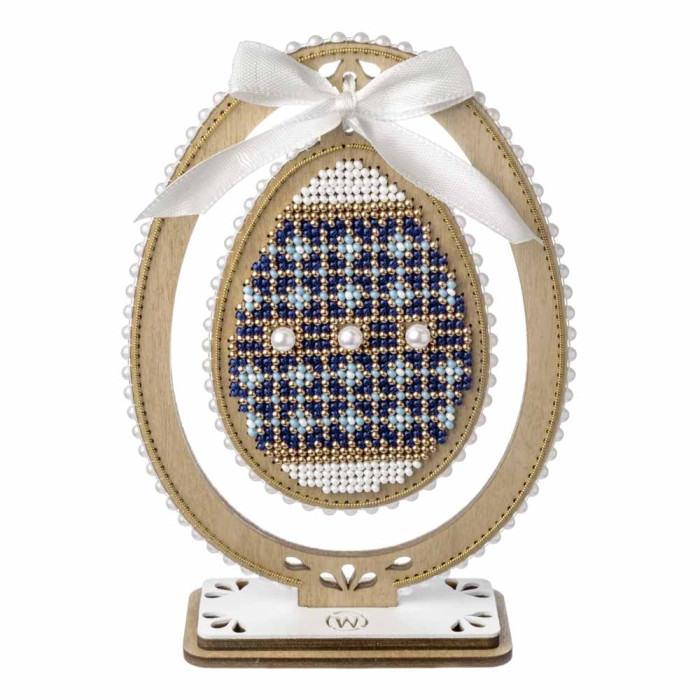 FLK-610 Wonderland Crafts Набір для вишивки бісером по дереву - Писанка. Сапфірова симетрія, 10,5x15 см