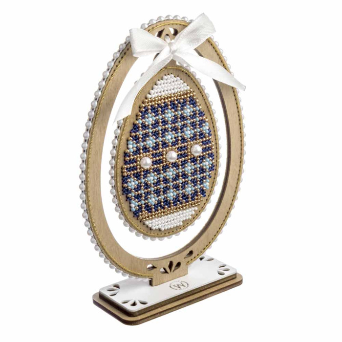 FLK-610 Wonderland Crafts Набір для вишивки бісером по дереву - Писанка. Сапфірова симетрія, 10,5x15 см