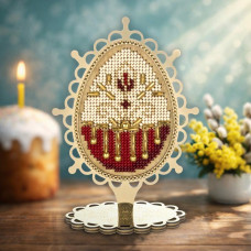 FLK-614 Wonderland Crafts Набір для вишивки бісером по дереву - Писанка. Рубінове сяйво, 10,5x15 см