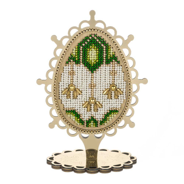 FLK-615 Wonderland Crafts Набір для вишивки бісером по дереву - Писанка. Смарагдовий блиск, 10,5x15 см