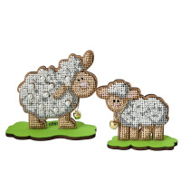 FLK-618 Wonderland Crafts Набір для вишивки бісером по дереву - Ніжні овечки, 10,5x9,5 см, 7,5x7 см