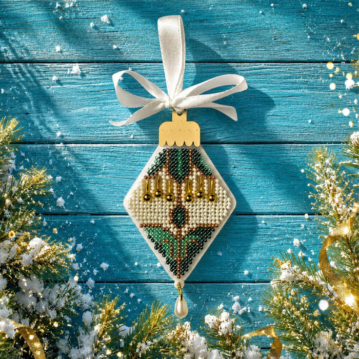 FLPL-116 Wonderland Сrafts Набір для вишивки бісером по пластику - Ялинкова прикраса – Срібна казка, 6х10 см