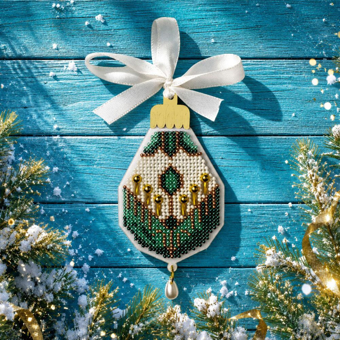 FLPL-117 Wonderland Сrafts Набір для вишивки бісером по пластику - Ялинкова прикраса – Дотик зими, 6х10,5 см
