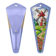 FLTL-085 Wonderland Crafts Набір для вишивки рахунковим хрестиком на штучній шкірі - Чохол для ножиць Млин 6,5x15,5 см