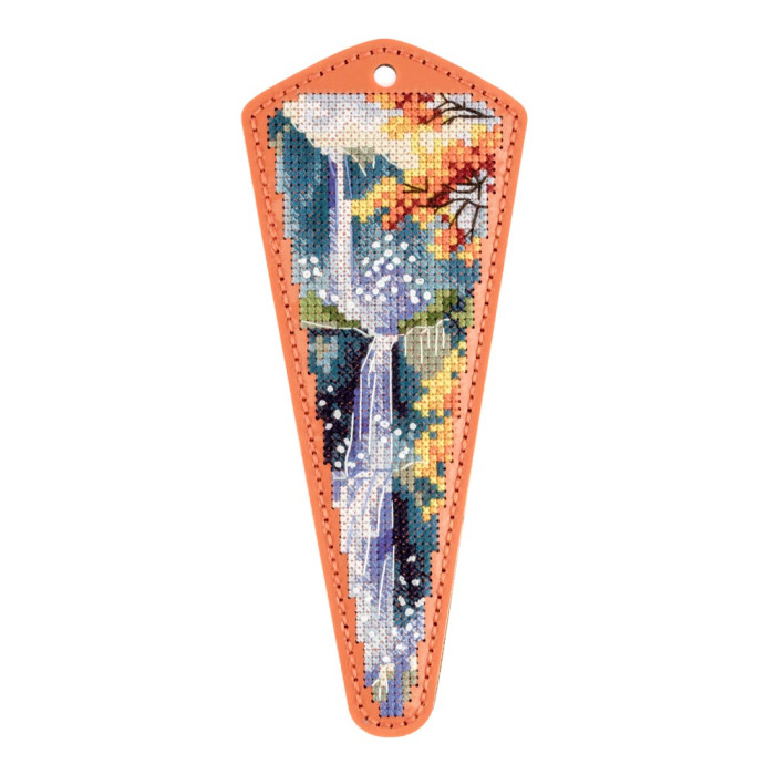 FLTL-088 Wonderland Crafts Набір для вишивки рахунковим хрестиком на штучній шкірі - Чохол для ножиць Водоспад 6,5x15,5 см