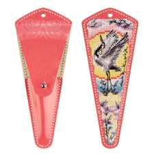 FLTL-091 Wonderland Crafts Набір для вишивки рахунковим хрестиком на штучній шкірі - Чохол для ножиць Чапля 6,5x15,5 см