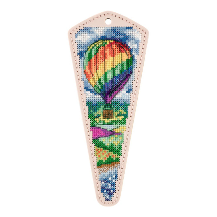 FLTL-092 Wonderland Crafts Набір для вишивки рахунковим хрестиком на штучній шкірі - Чохол для ножиць Повітряна куля 6,5x15,5 см