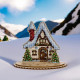FLW-047 Різдвяний будиночок, 11х11,5 см. Wonderland Сrafts. Набір для вишивки нитками на дерев'яній основі