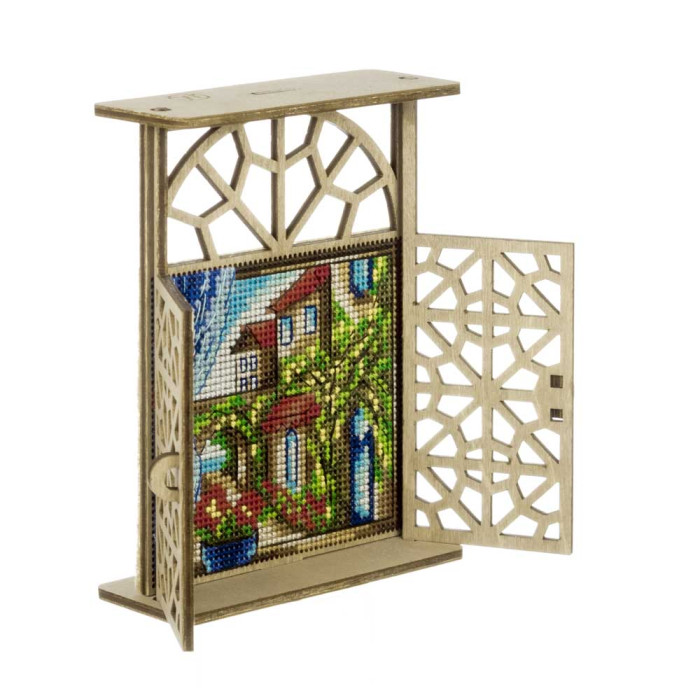 FLW-082 Wonderland Сrafts Набір для вишивки рахунковим хрестиком по дереву - Іграшка Середземноморський ранок 9x12,5x3,5 см