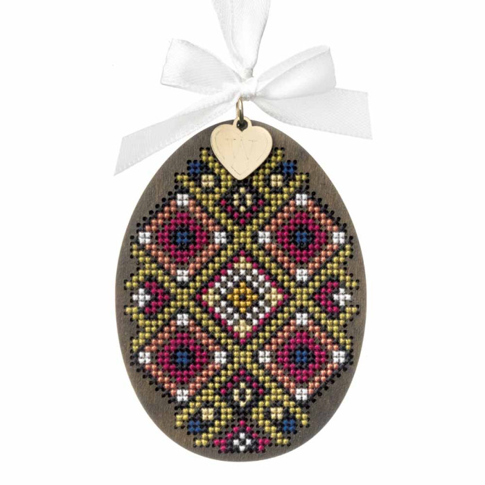 FLW-091 Wonderland Crafts Набір для вишивки хрестиком по дереву - Писанка. Івано-Франківщина, 7x9,5 см