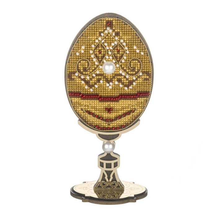 FLW-113 Wonderland Crafts Набір для вишивки хрестиком по дереву - Писанка. Золоте мереживо, 7x14,5 см