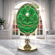 FLW-114 Wonderland Crafts Набір для вишивки хрестиком по дереву - Писанка. Смарагдовий візерунок, 7x14,5 см