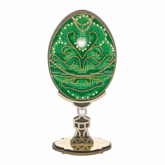FLW-114 Wonderland Crafts Набір для вишивки хрестиком по дереву - Писанка. Смарагдовий візерунок, 7x14,5 см
