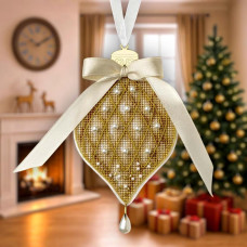 FLX-136 Wonderland Сrafts Набір для вишивки рахунковим хрестиком на пластику - Іграшка Золота шишка 7,5x11,5 см