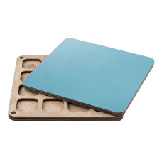 FLZB-259 Органайзер для бісеру з дерев'яною кришкою 14x14 см, бірюзовий, Wondarland Craft (фанера)