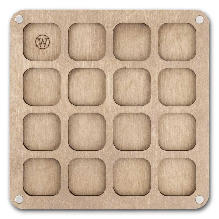 FLZB-261 Органайзер для бісеру з дерев'яною кришкою 14x14 см, бежевий, Wondarland Craft (фанера)